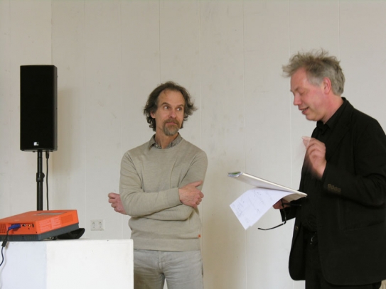 Speaker Arjen Oosterman is introduced by dean Henk Slager, photo: Adriana Ramirez